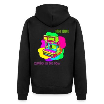 90er jahre - Unisex Premium Bio Zip Hoodie - Schwarz - Hinten - Nico (187cm)