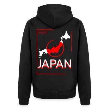 Japan japanisch japanische Flagge Geschenkidee - Unisex Premium Bio Zip Hoodie - Schwarz - Hinten - Nico (187cm)