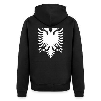 Black White Albanian Flag Unisex Gift - Unisex Premium Organic Zip Hoodie - black - Back - Nico (187cm)