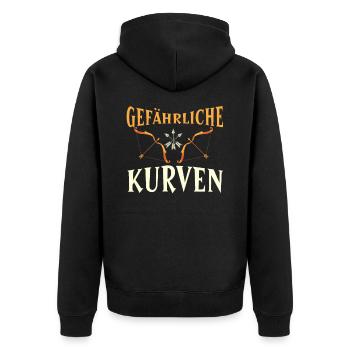 Bogenschießen Designs für Bogenschützen - Unisex Premium Bio Zip Hoodie - Schwarz - Hinten - Nico (187cm)