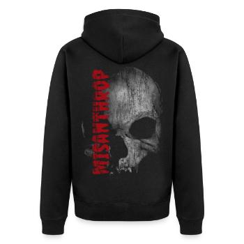 Misanthrop Skull - Unisex Premium Bio Zip Hoodie - Schwarz - Hinten - Nico (187cm)
