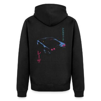 Retro Synthwave Aesthetic - Outrun Synth Nerd 80s - Unisex Premium Organic Zip Hoodie - black - Back - Nico (187cm)