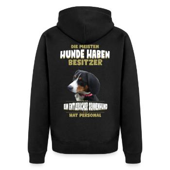 Entlebucher Sennenhund - Entlebucher Sennenhund - Unisex Premium Bio Zip Hoodie - Schwarz - Hinten - Nico (187cm)