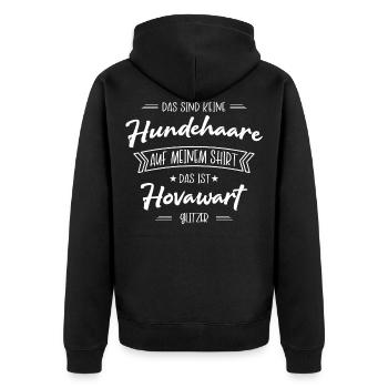 Hovawart TShirt - Hovawart Hund Shirt - Unisex Premium Bio Zip Hoodie - Schwarz - Hinten - Nico (187cm)