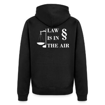 Cooles Law Is In The Air Shirt Geschenk - Unisex Premium Bio Zip Hoodie - Schwarz - Hinten - Nico (187cm)