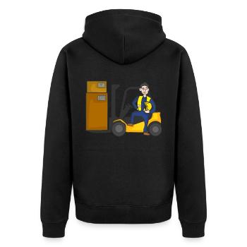 LAGERIST - Unisex Premium Bio Zip Hoodie - Schwarz - Hinten - Nico (187cm)