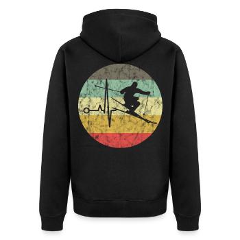 Ski Ski Skieur Ski Vacation Retro Gift - Veste à capuche bio Premium Unisexe - noir - Dos - Nico (187cm)