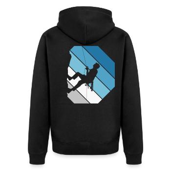 Mountaineering Climbing Gift Bouldering Retro Cool - Unisex Premium Organic Zip Hoodie - black - Back - Nico (187cm)