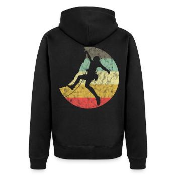 Mountaineering Climbing Gift Bouldering Retro Cool - Unisex Premium Organic Zip Hoodie - black - Back - Nico (187cm)