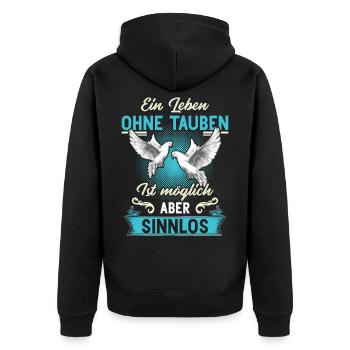 Brieftaube Tauben Flüsterer Taubenzüchter Geschenk - Unisex Premium Bio Zip Hoodie - Schwarz - Hinten - Nico (187cm)