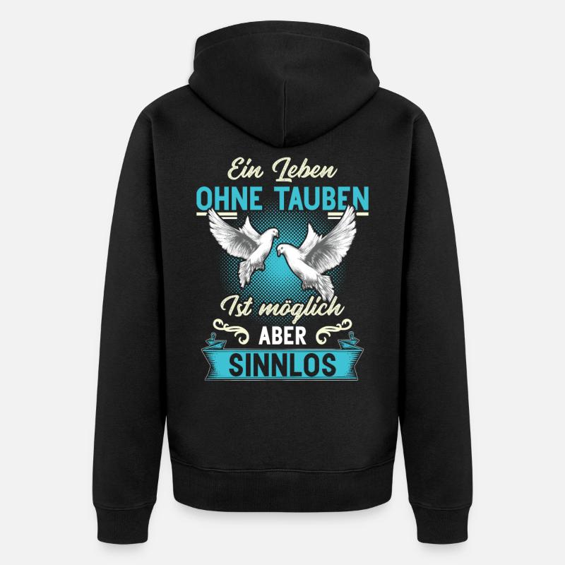 Brieftaube Tauben Flüsterer Taubenzüchter Geschenk - Unisex Premium Bio Zip Hoodie - Schwarz