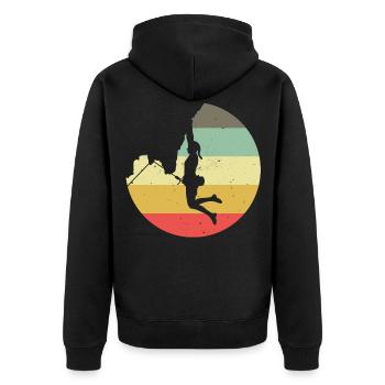 Mountaineering Climbing Gift Bouldering Retro Cool - Unisex Premium Organic Zip Hoodie - black - Back - Nico (187cm)