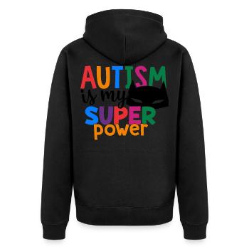 Autism Is My Super Power Colorful Awareness - Unisex Premium Organic Zip Hoodie - black - Back - Nico (187cm)