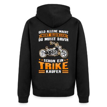 Trike Motorrad Trikes Dreirad Triker Geschenk - Unisex Premium Bio Zip Hoodie - Schwarz - Hinten - Nico (187cm)