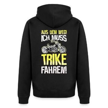Trike Motorrad Trikes Triker Sprüche Geschenk - Unisex Premium Bio Zip Hoodie - Schwarz - Hinten - Nico (187cm)