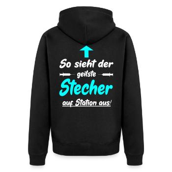 Krankenpfleger Arzt Geilster Stecher Auf Station - Unisex Premium Bio Zip Hoodie - Schwarz - Hinten - Nico (187cm)