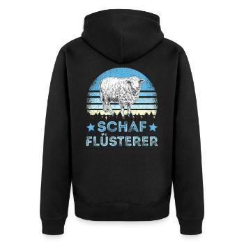 Schafe Schaf Flüsterer Schäfer Hirt Hirte Geschenk - Unisex Premium Bio Zip Hoodie - Schwarz - Hinten - Nico (187cm)