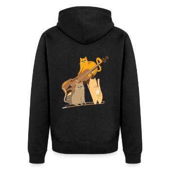 Lustige Katzen Violine Geige Violinistin Geigerin - Unisex Premium Bio Zip Hoodie - Schwarz - Hinten - Nico (187cm)
