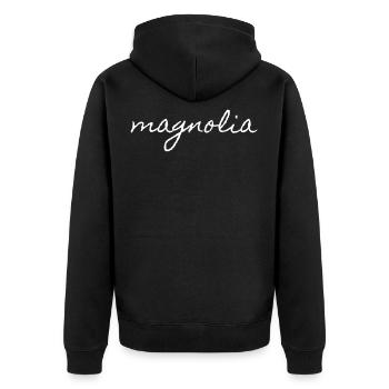 Magnolia Farms Sweatshirt Shirt Hoodie Geschenk - Unisex Premium Bio Zip Hoodie - Schwarz - Hinten - Nico (187cm)