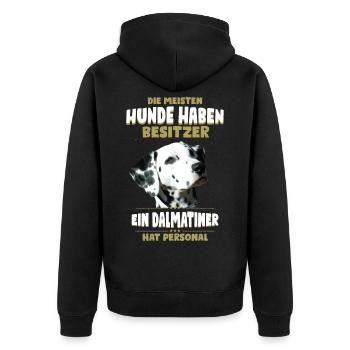 Dalmatiner Tshirt - Dalmatiner Hund Shirt - Unisex Premium Bio Zip Hoodie - Schwarz - Hinten - Nico (187cm)