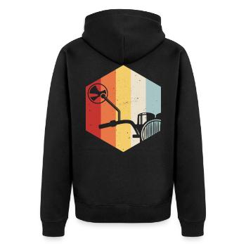 Chopper Motorrad Retro Vintage Bike Biker Rocker - Unisex Premium Bio Zip Hoodie - Schwarz - Hinten - Nico (187cm)