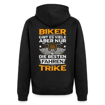 Triker Sprüche Trikes Trike Motorrad Geschenk - Unisex Premium Bio Zip Hoodie - Schwarz - Hinten - Nico (187cm)