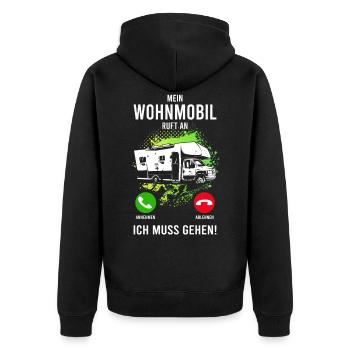 Wohnmobil Camping Camper Reise Urlaub Geschenk - Unisex Premium Bio Zip Hoodie - Schwarz - Hinten - Nico (187cm)