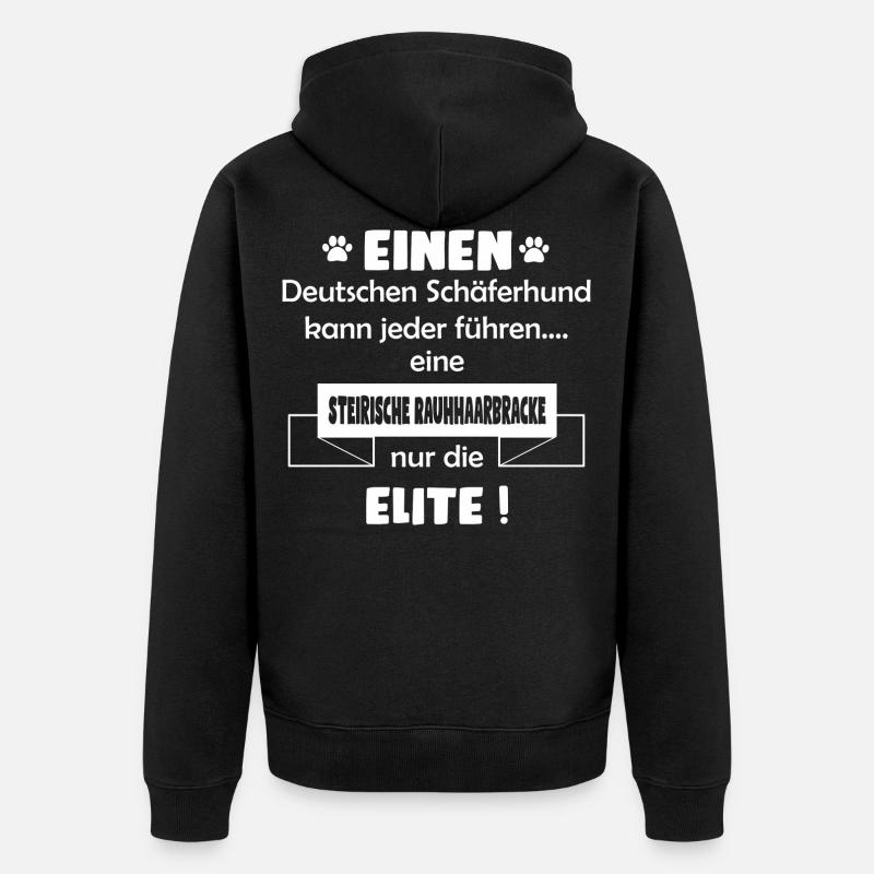 Steirische Rauhaarbracke Tshirt - Unisex Premium Bio Zip Hoodie - Schwarz