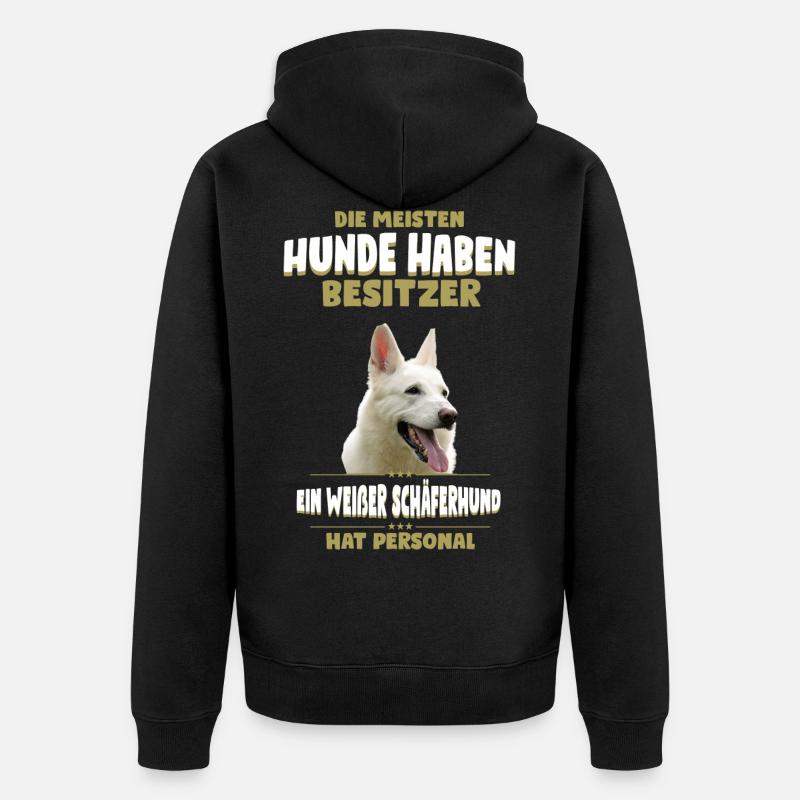 Weisser Schäferhund Tshirt - Weisser Schäferhund - Unisex Premium Bio Zip Hoodie - Schwarz