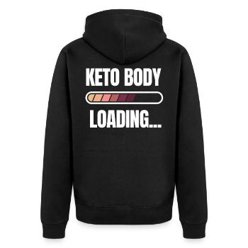 Cool Keto Body Loading Shirt Gift - Unisex Premium Organic Zip Hoodie - black - Back - Nico (187cm)