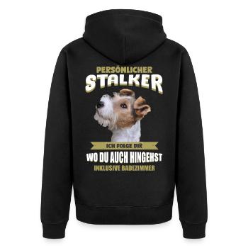 Foxterrier Tshirt - Foxterrier Shirt - Unisex Premium Bio Zip Hoodie - Schwarz - Hinten - Nico (187cm)