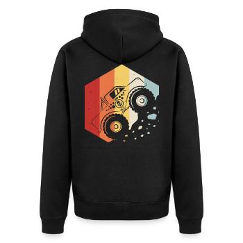 Monstertruck Monster Truck Motorsport Motor Auto - Unisex Premium Bio Zip Hoodie - Schwarz - Hinten - Nico (187cm)