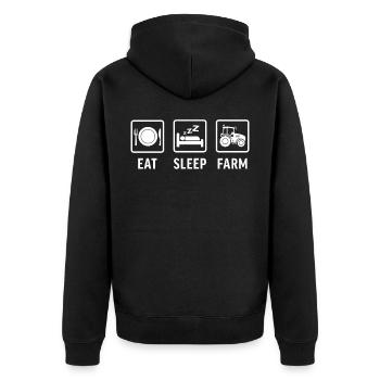 eat sleep farm design farmer - Unisex Premium Bio Zip Hoodie - Schwarz - Hinten - Nico (187cm)