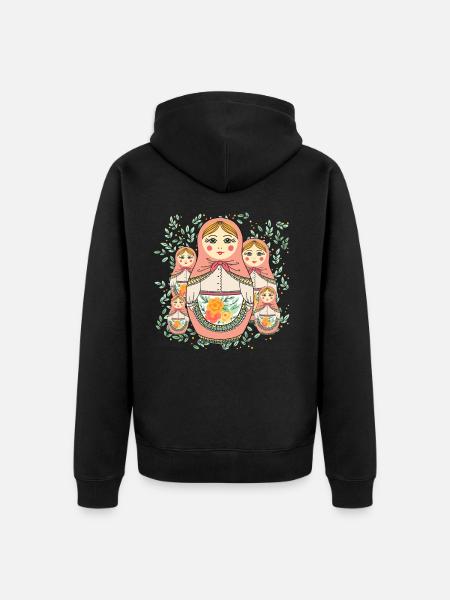 Matryoshka Russia Babushka doll - Unisex Premium Organic Zip Hoodie - black