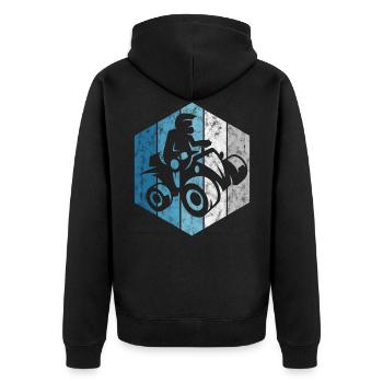 Quadfahrer Quad Fahren ATV Offroad Retro Motocross - Unisex Premium Bio Zip Hoodie - Schwarz - Hinten - Nico (187cm)
