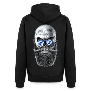 Bavarian hipster skull - Unisex Premium Bio Zip Hoodie - Schwarz - Hinten - Nico (187cm)