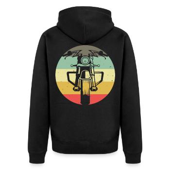 Chopper Biker Bobber Motorrad Retro Motorradfahrer - Unisex Premium Bio Zip Hoodie - Schwarz - Hinten - Nico (187cm)