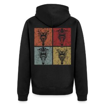 Motorcycles Motorcycle Biker Retro Motorcyclist - Unisex Premium Organic Zip Hoodie - black - Back - Nico (187cm)