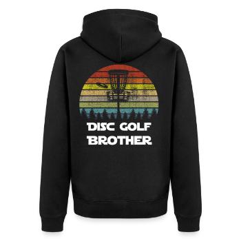 Cadeau de chemise de frisbee de frère de disque de golf rétro - Veste à capuche bio Premium Unisexe - noir - Dos - Nico (187cm)