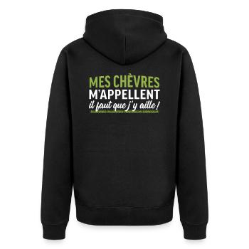 mes chèvres m'appellent...il faut que j'y aille ! - Veste à capuche bio Premium Unisexe - noir - Dos - Nico (187cm)