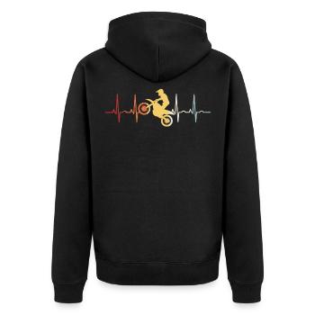 Enduro Motorcross Motocross Retro Stunt Motorrad - Unisex Premium Bio Zip Hoodie - Schwarz - Hinten - Nico (187cm)