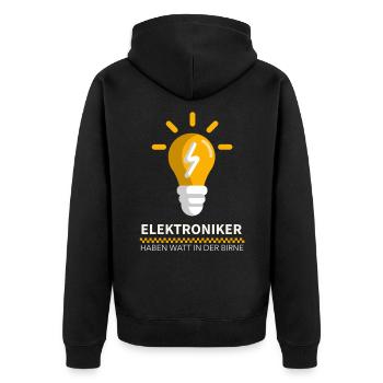 Elektroniker Elektriker lustiger Spruch Witz Beruf - Unisex Premium Bio Zip Hoodie - Schwarz - Hinten - Nico (187cm)