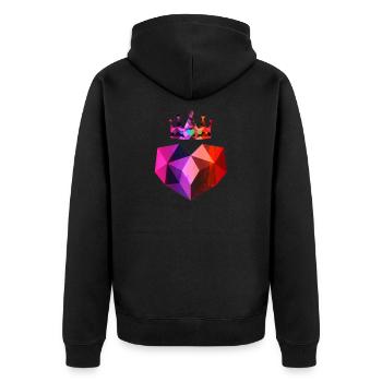 Heart Crown Love Purple Red Pink - Unisex Premium Organic Zip Hoodie - black - Back - Nico (187cm)