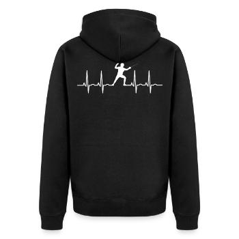 Degen Fechten Fechterin Fechter Florett Schwert - Unisex Premium Bio Zip Hoodie - Schwarz - Hinten - Nico (187cm)