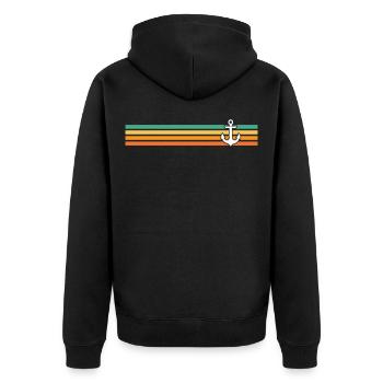 Segeln Sie Ankerpuls Retro Design Segel Yacht - Unisex Premium Bio Zip Hoodie - Schwarz - Hinten - Nico (187cm)