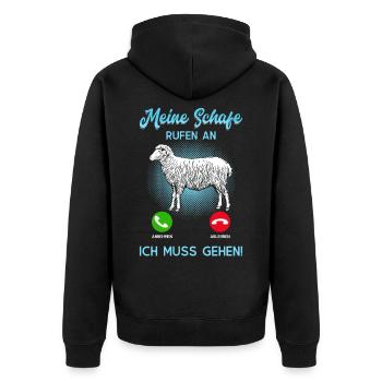 Meine Schafe Rufen An Schäfer Landwirt Geschenk - Unisex Premium Bio Zip Hoodie - Schwarz - Hinten - Nico (187cm)