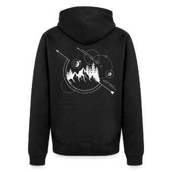 Modern Geometric Nature Mountains Adventure - Unisex Premium Organic Zip Hoodie - black - Back - Nico (187cm)
