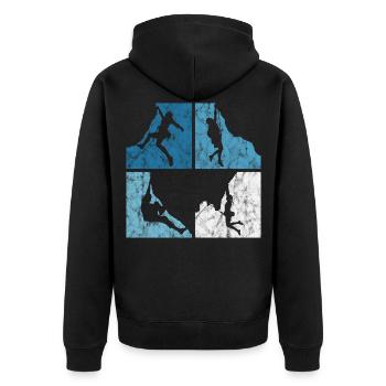 Mountaineering retro climbing bouldering mountain gift - Unisex Premium Organic Zip Hoodie - black - Back - Nico (187cm)