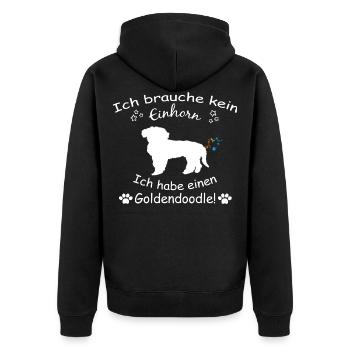 Goldendoodle TShirts - Goldendoodle Hund TShirt - Unisex Premium Bio Zip Hoodie - Schwarz - Hinten - Nico (187cm)