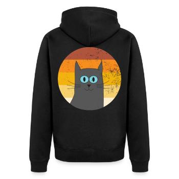 Chat gris rétro vintage pour les amoureux des chats - Veste à capuche bio Premium Unisexe - noir - Dos - Nico (187cm)
